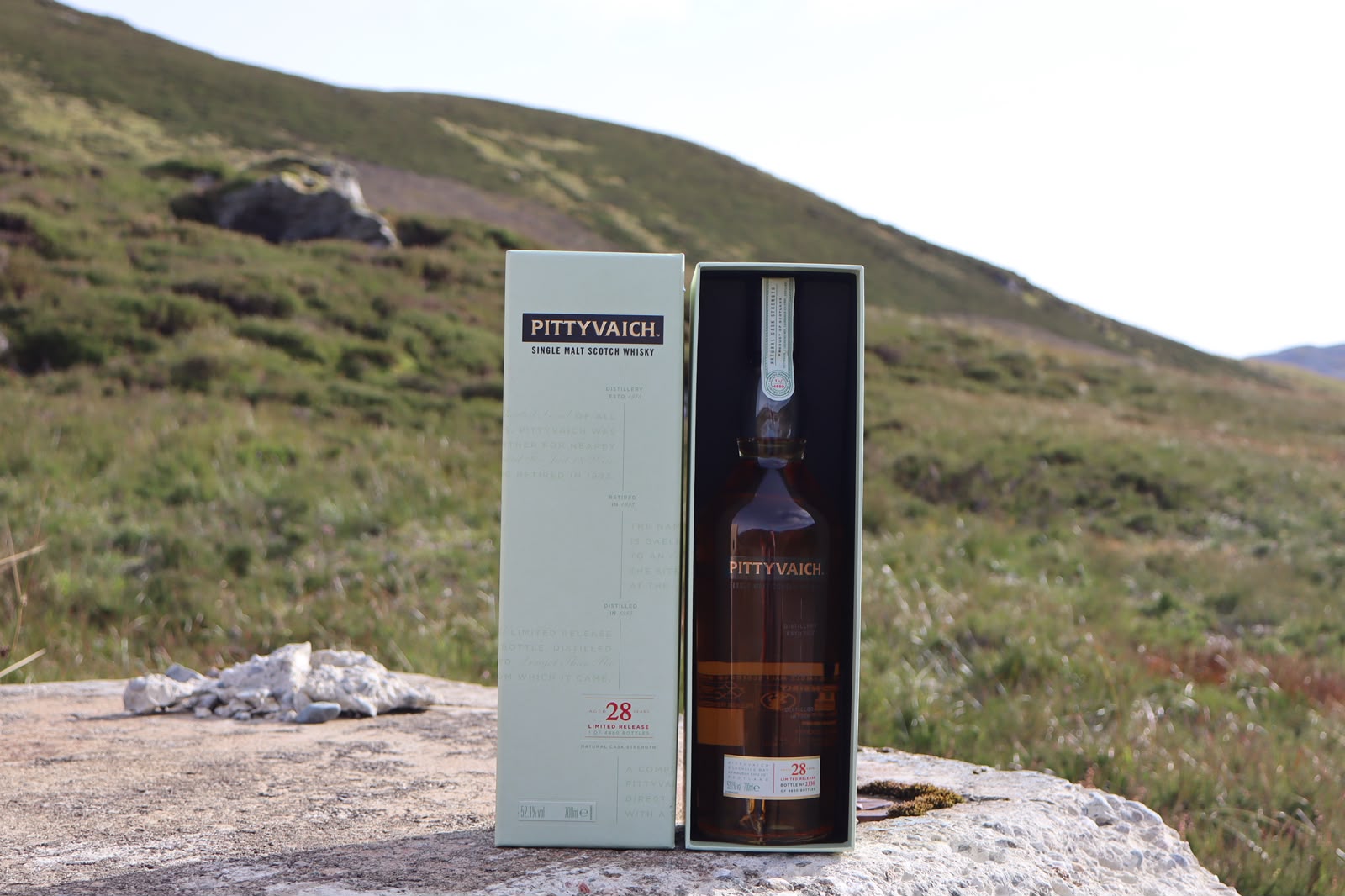 Pittyvaich 28-year-old single malt with its presentation packaging