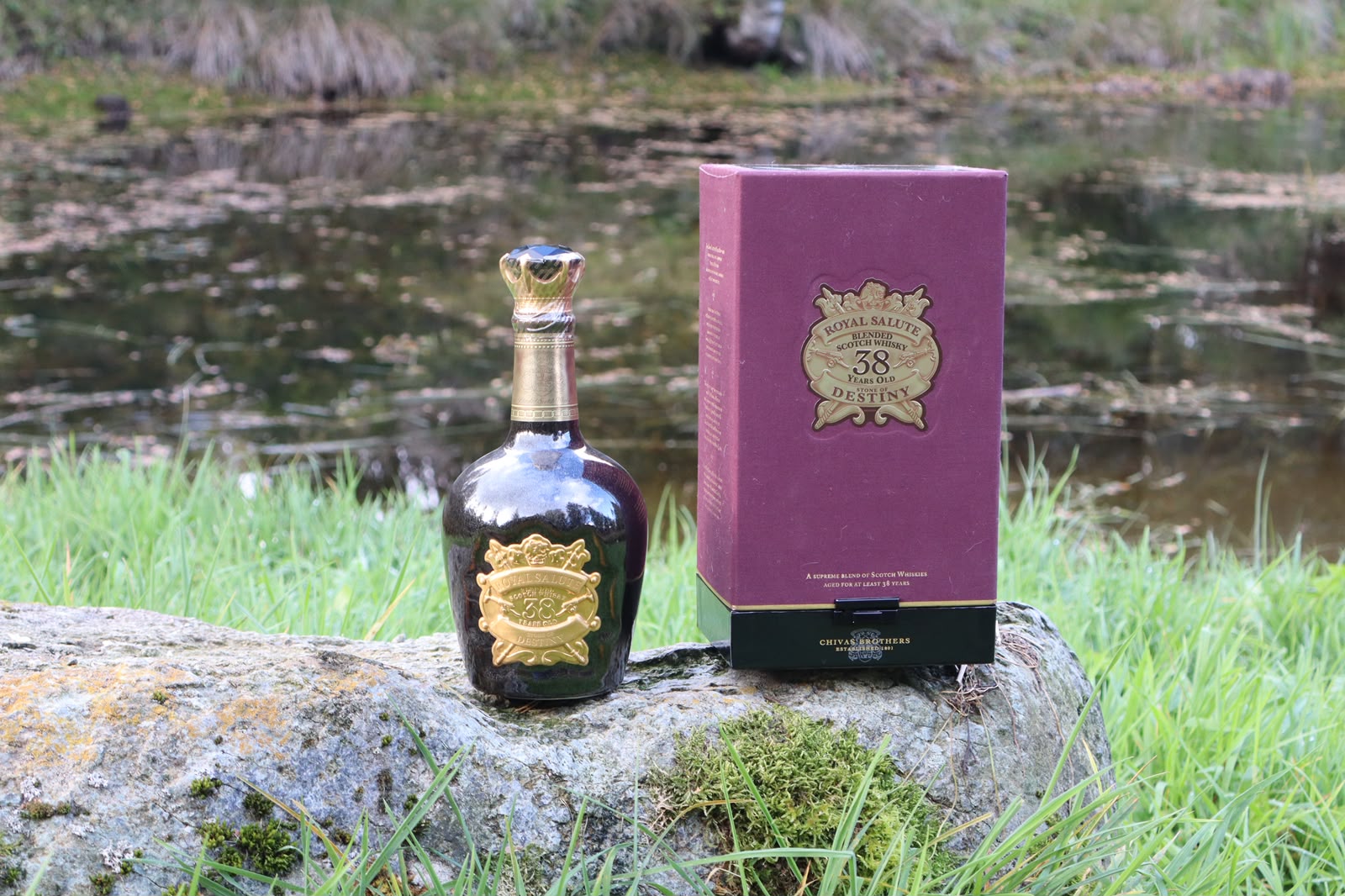 Royal Salute 38-year-old Scotch whisky with its presentation box